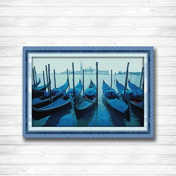 

Venice boats seaside scenery decor Painting dmc 14CT 11CT counted cross stitch Needlework Set Embroidery kits Home decor crafts