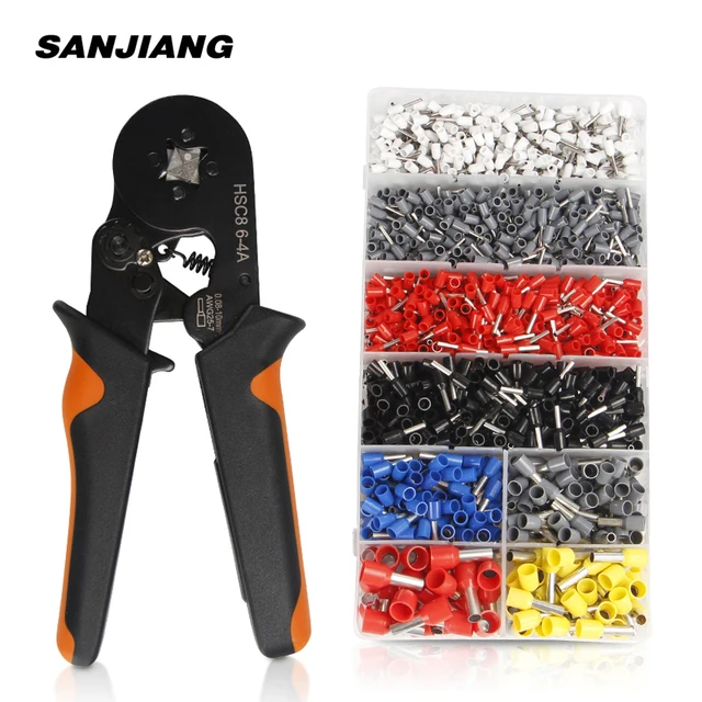 HSC8 6-4 1800PCS Tubular Terminal Crimper kit 0.08-10mm² 25-7AWG Electrical Crimping Pliers alicate crimpador Hand Tools Set HSC8 6-4A 1800PCS