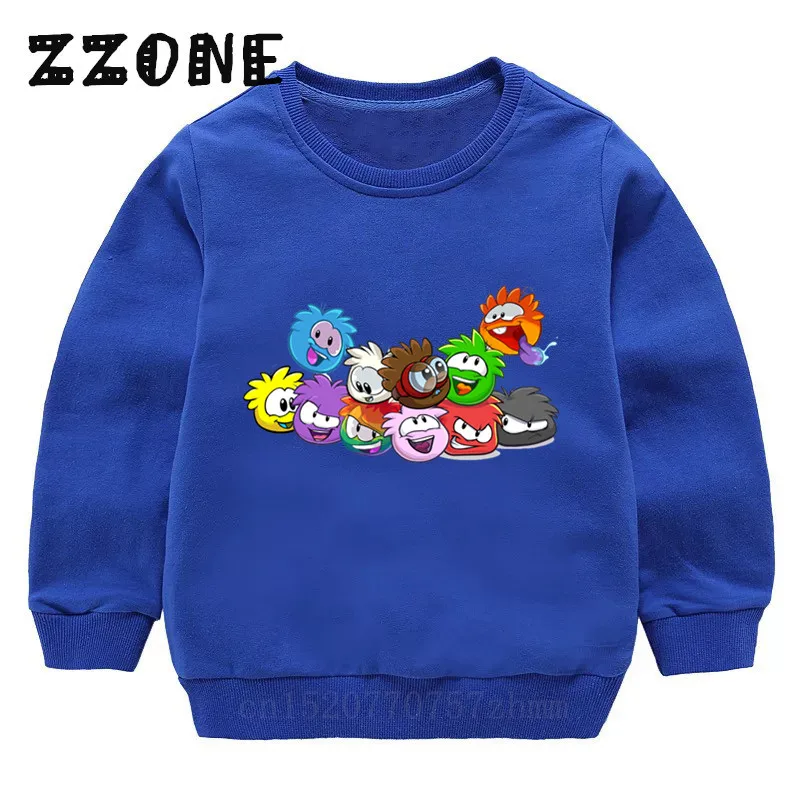 Дети KC22 Клуб Пингвин Радуга Puffle мультфильм толстовки детские толстовки пуловер топы для девочек и мальчиков осенняя одежда KYT5256 - Цвет: 5256I-Blue