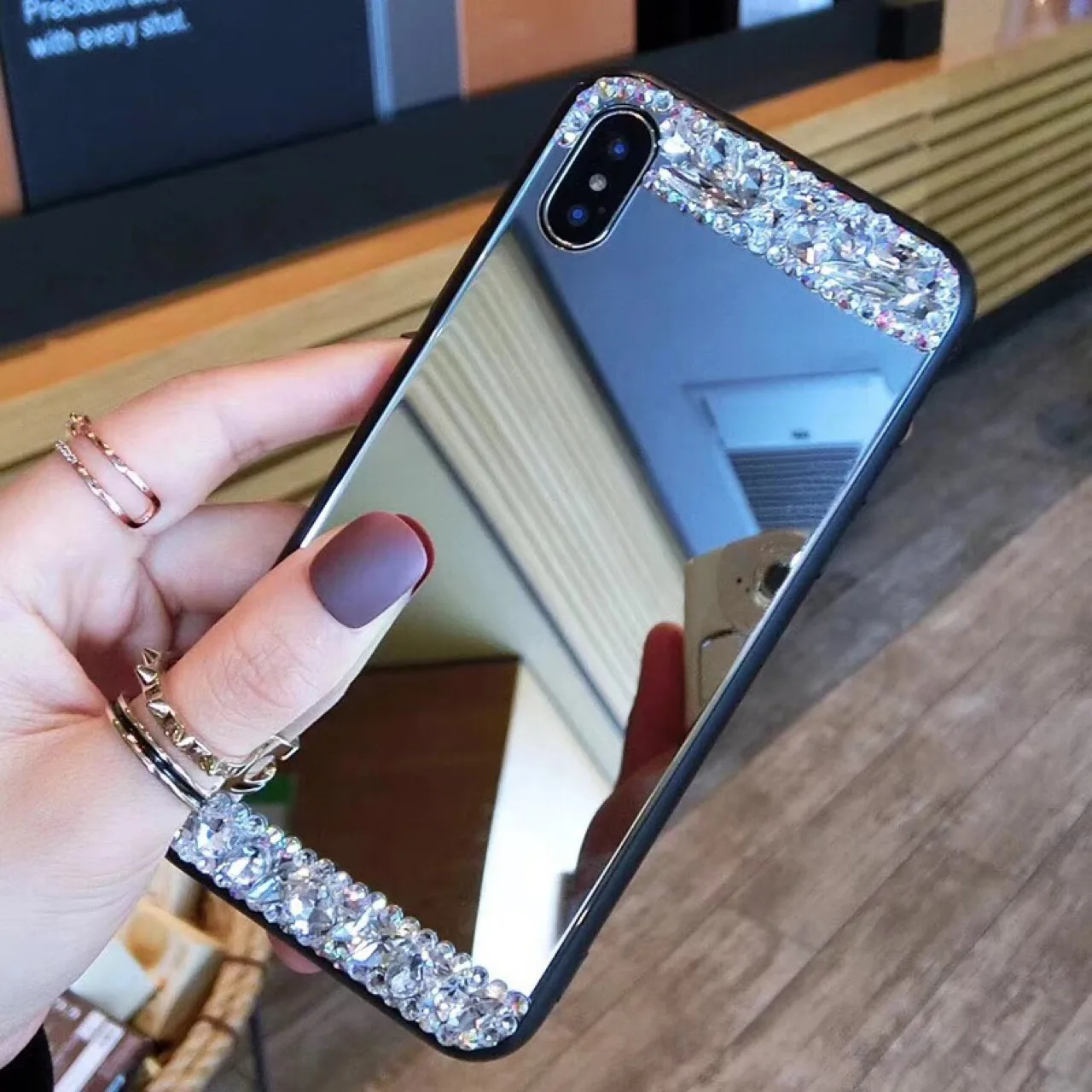 Алмазный косметический зеркальный чехол для телефона IPhone 11 Pro XS Max XR X 6 6S Plus 5 5S SE 7 8