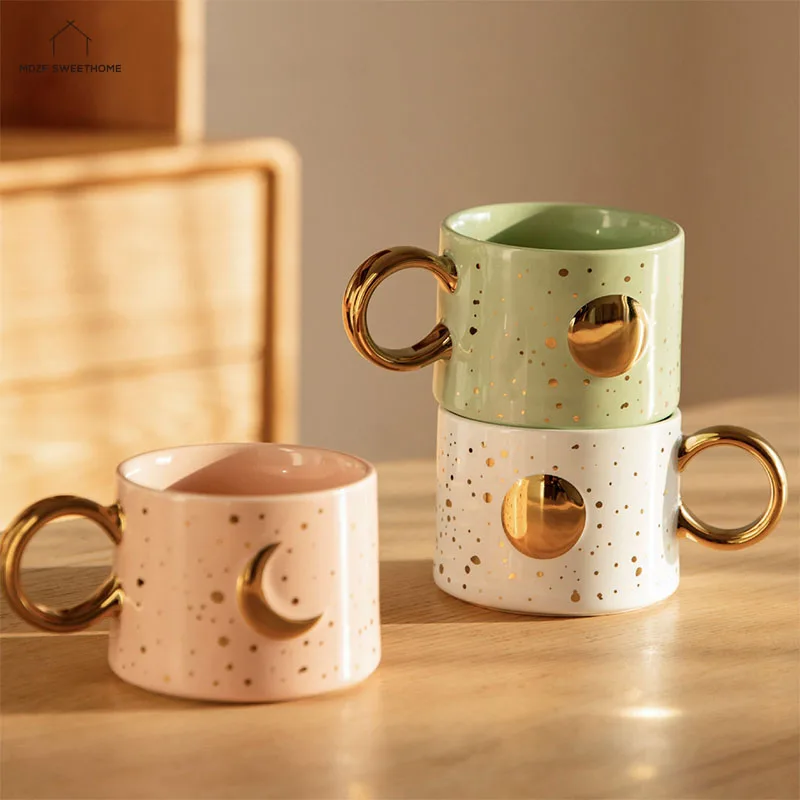Waliicorners 300ml Moon Sun Ceramic Mug Gold Handgrip Coffee Milk Cup Creative Home Waliicorners Water Cup Couple Gift 10 Hb727d101f79c41a7aa76e376f9ce5f00j