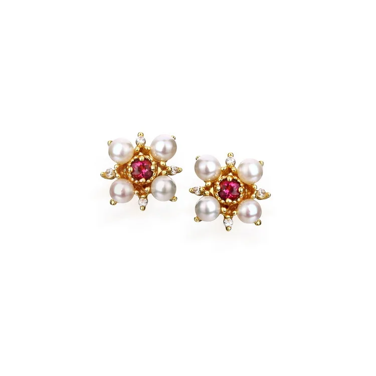

Elegant 925 Sterling Silver Pearl Tourmaline Stud Pierced Earrings for Women Genuine Gemstone Crystal Sticks Anniversary Gift