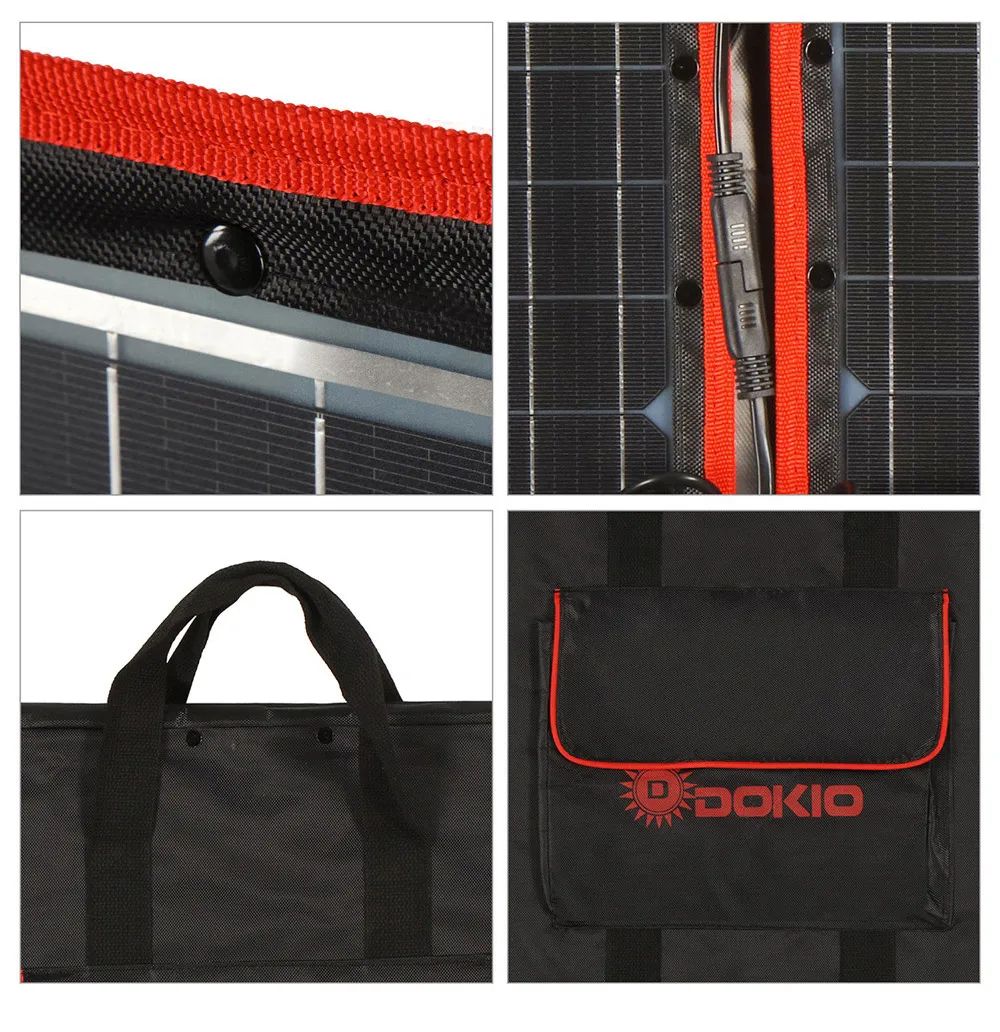 Солнечные панели Dokio складные 100 Вт (50 x 2 шт.) 12 В Вт|black solar panel|panel solarsolar panel black |