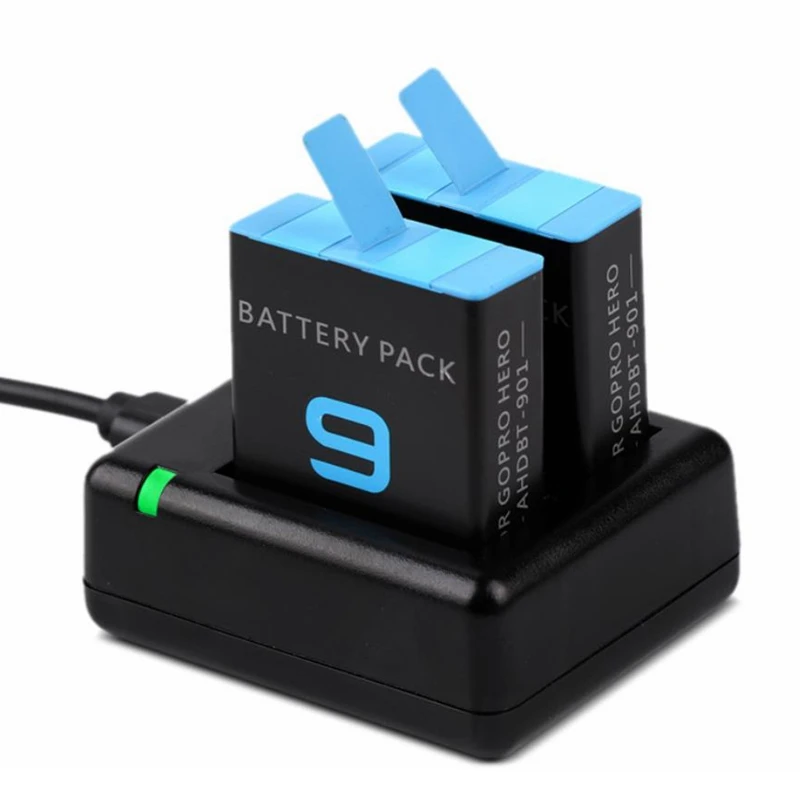 Batterien 1720mAh und 2-Kanal USB Schnell Ladegerät mit Kabel für GoPro Hero 9 