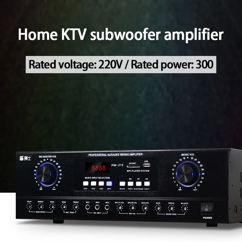 KYYSLB PW-210 150 Вт * 2 220 В K высокомощный профессиональный усилитель для караоке KTV