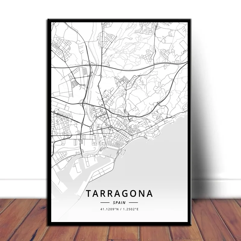 Гданьск, тарноу, Таррагона, Ташкент, Тегеран, Тель-Авив, Гаага, Современная Карта города, печать на холсте домашний декор комнаты плакат - Цвет: 3