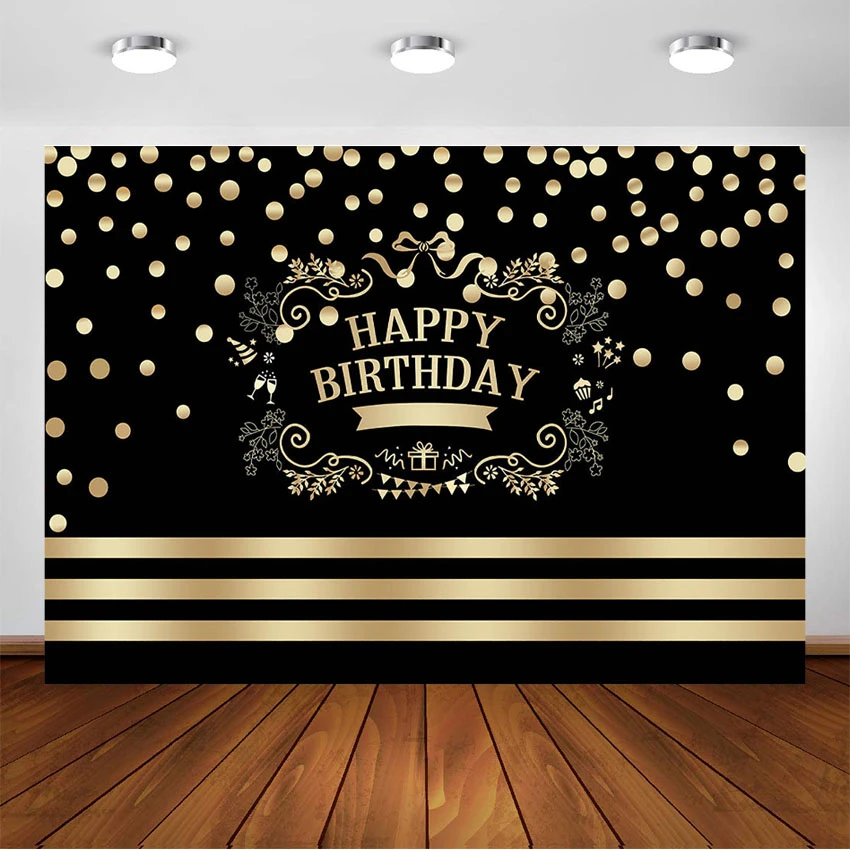 Black and Gold Backdrops Banner Golden Spots Backdrop Vinyl Photography