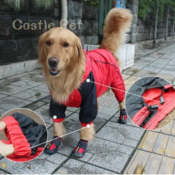 

Large Dog Raincoat Waterproof Fabric Lovely clothes With Cap Labrador Samoye Golden Retriever Big Dog Raincoat Chubasquero Perro