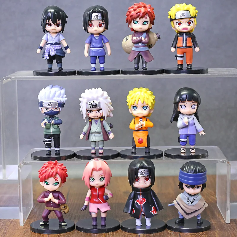 12 шт./компл. Shippuden Hinata Sasuke Itachi Kakashi Gaara Jiraiya Sakura Q версия ПВХ Фигурки игрушки куклы