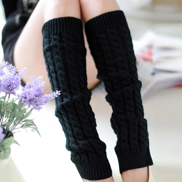 Knitting Wool Women Leg Warmers Warm Knee High Winter Knit Crochet Leg