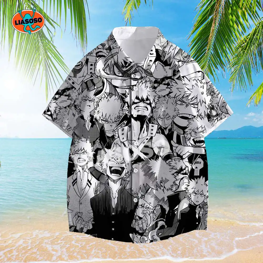 Повседневная мужская рубашка в стиле Харадзюку С 3D-принтом аниме Моя геройская