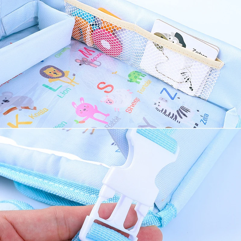 Car seat tray Kid Seat Tray Upgraded Multifunction Autos Waterproof Table Car Seat Tray Storage Kids Toys Infant Holder Cartoon Baby Fence