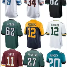 Мужская футболка Jalen Ramsey 20 Malcolm Jenkins 27 Alex Smith 11 Aaron Rodgers 12 Jason Kelce 62 Walter Payton 34 Green Bay