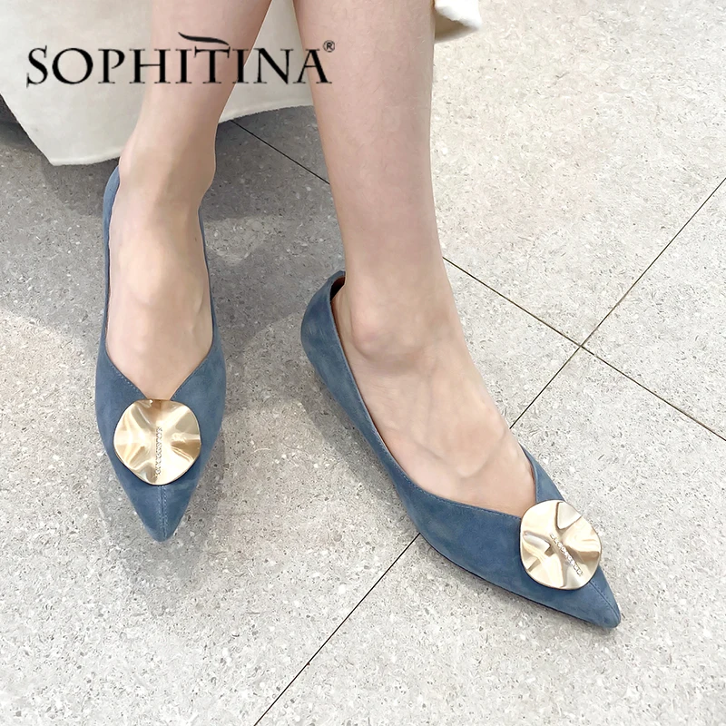 SOPHITINA/женские туфли лодочки с острым носком Высококачественная детская замшевая