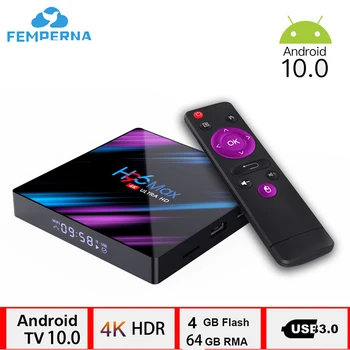

Femperna H96 max Android 10.0 Smart TV Box 2.4G 5G Dual Wifi H96 Max 4GB 64GB Media Player Google Voice Remote Android TV BOX