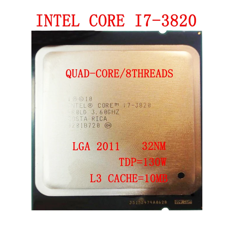 US $103.95 Intel Core i73820 Processor 10M Cache 360 GHz TDP 130W LGA2011 QuadCore i7 3820 Desktop CPU