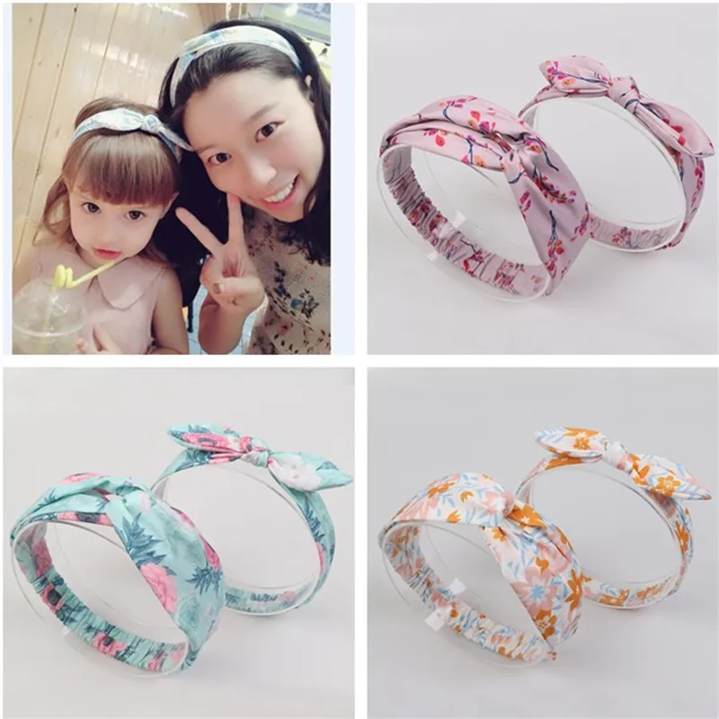 

Korea High Quality Handmade Parent-child Cotton Knot Tie Hair Accessories Girls Headband Hair Band Hair Bows Hair Ties