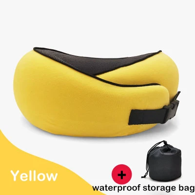 U-образная подушка для путешествий, подушка для шеи с эффектом памяти, хлопковая подушка для путешествий, подушка для взрослых, подушка для сна, u-образная подушка для шеи - Цвет: Yellow