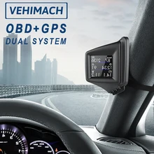 Car HUD Head Up Display OBD2 GPS Dual System Auto Head-up Digital GPS Speedometer Odometer Overspeed Alarm A-pillar Dashboard