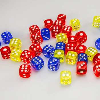 

100 Dices Transparent 14mm 6-Sided Solid Rounded Corner Dice Accessory For Teaching KTV Party Supplies Game
