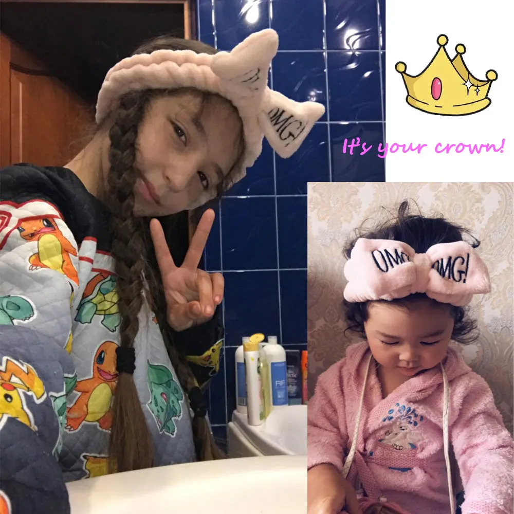 OMG письмо коралловый флис ободок девушки женщины эластичные повязки для мытья лица 56-60 см головные уборы аксессуары для волос