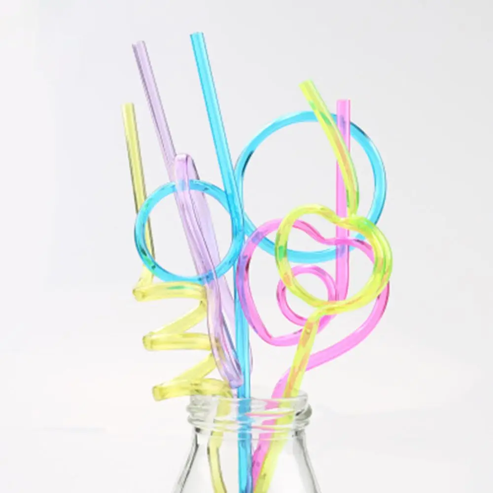 5 шт./компл. красочные чокнутая соломка вьющиеся петля цветные пластиковые соломинки для питья для День рождения бар