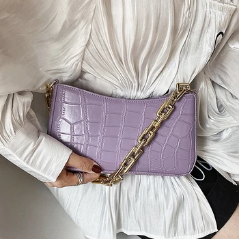 

Stone pattern PU leather Aempit bag for Women 2020 Solid Color Metal Chian Shoulder Handbags Female Travel Fashion Hand bag