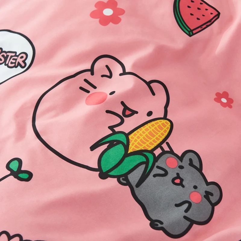 4pcs Cute Cartoon Flower Bedding Set Polyester Home Textile Garden Bed Sheet Quilt Cover Pillow Case Boy Girl Bedding