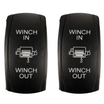 

2pcs 7 Pin Momentary Rocker Switch Winch in Winch Out 12V ON-OFF-ON LED Light - Red & Green