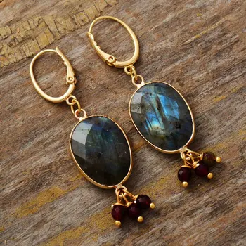 Handmade Drop Earrings for Women Labradorite Stone Bohemian Dangle Earring Unique Art Deco Gems Stone Jewelry Wholesale