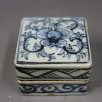 

Antique porcelain blue and white square printing box