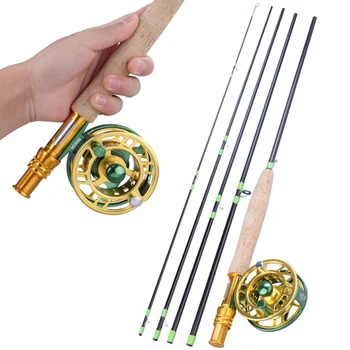 

Sougayilang 2.7M Portable 5 Section Carbon Fiber Fly Fishing Rod and Green Top Quality Fiy Reel 5/6 Fly Fishing Combo Tackle