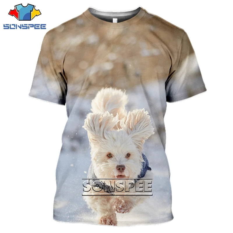 

SONSPEE 3D men&women Animal wolfhound T-Shirt Funny Cat and Pet dog T-Shirt Harajuku Print Snow sled Streetwear Hip hop T-Shirt
