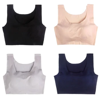 

Women Bra Plus Size Seamless Sleep Comfy Daily Wire Free Stretchy Underwear Sport Shockproof Tank Vest Crop Top with Remova