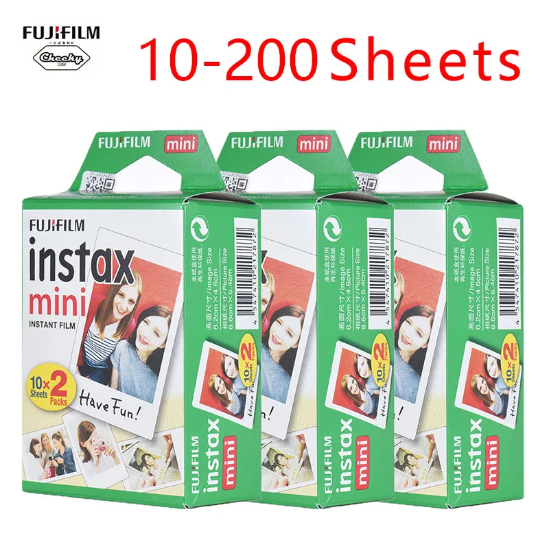 

10 - 200 sheets Fujifilm Instax Mini White Film Instant Photo Paper For Instax Mini 8 9 7s 9 70 25 50s 90 Camera SP-1 2 camera