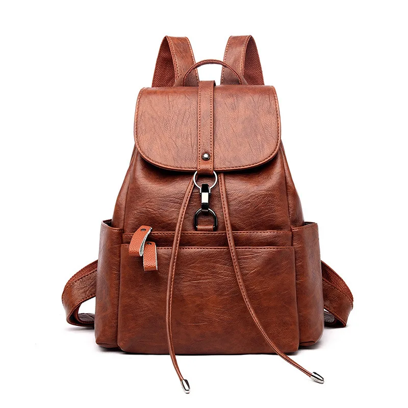 

Fashion Backpack Women's 2019 New Style Korean-style Fashion Simple Casual Backpack Versatile Soft Leather Anti-Theft Double Bac