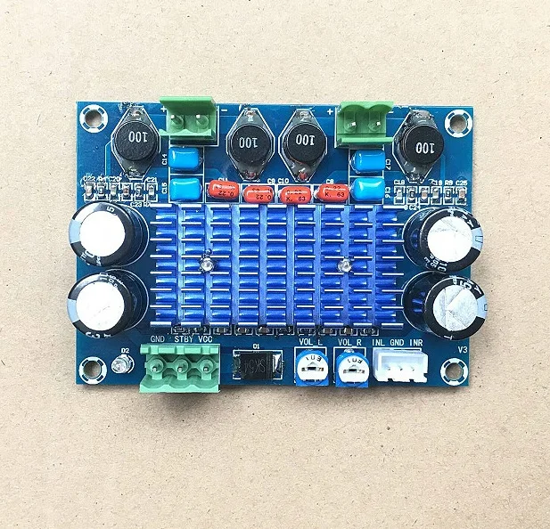

High Power Digital HIFI Power Amplifier Board 2*120W XH-M572 TPA3116D2 Chassis Dedicated Plug-in Input 5V 24V 28V output 120W