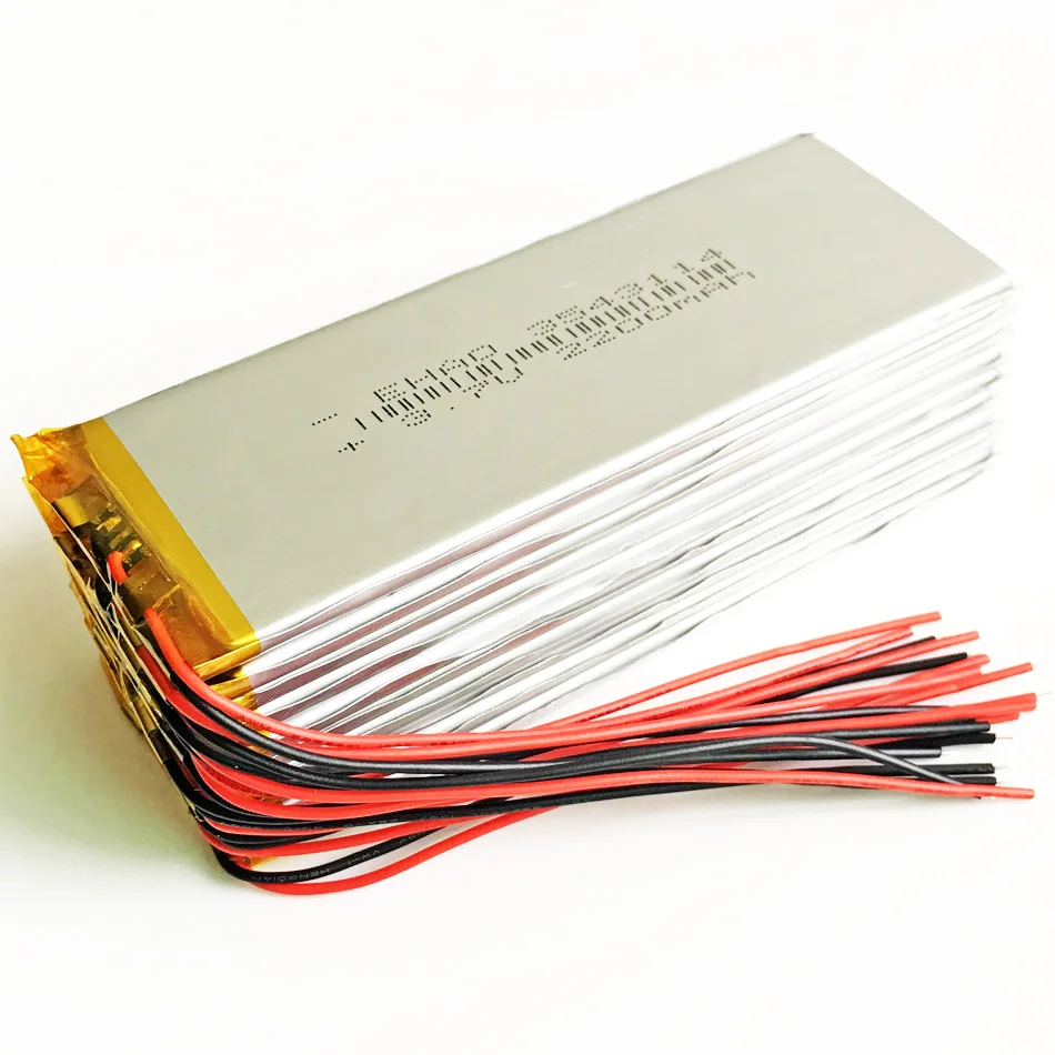 

10 pcs 3.7V 2200mAh Polymer Lithium Li-Poly Rechargeable Battery 3543114 Power For GPS PSP PAD mobile phone Power bank Tablet PC