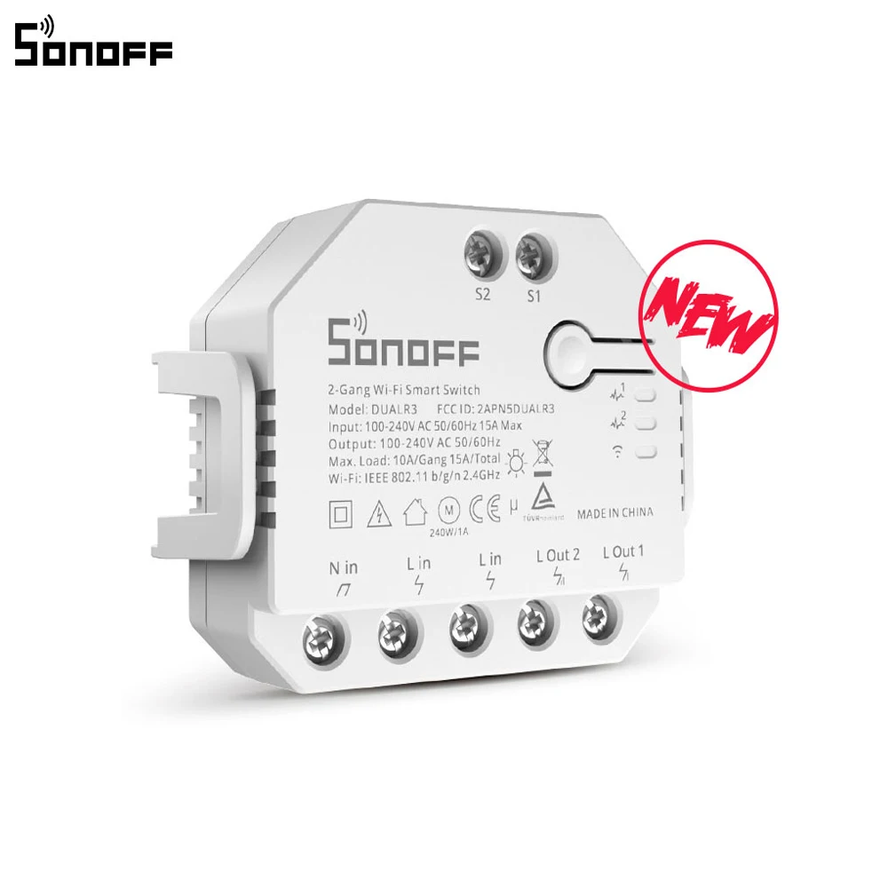 1-3PC SONOFF Dual R3 Wifi Smart Switch Power Measurement DIY MINI Two Way  Switch