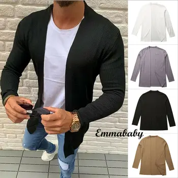 

Meihuida Autumn Men Casual Soft Cotton Long Sleeve Slim Thin Fit Knitted Button Cardigan Sweater Coat Pullover Home Wear