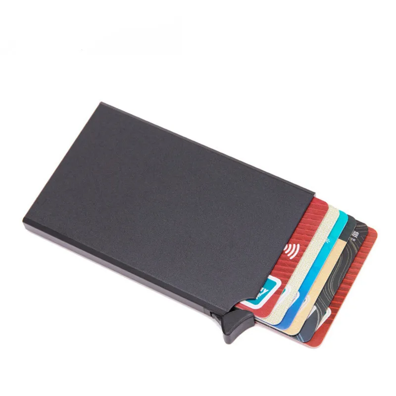 

RFID Anti-theft Smart Wallet Thin ID Card Case Unisex Automatically Solid Metal Bank Credit Card Holder Business Mini Purse