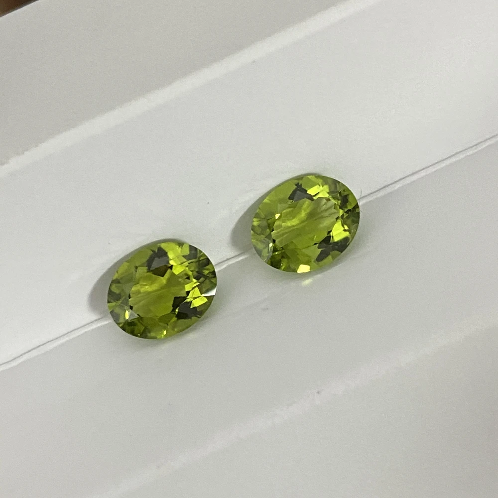 Meisidian A Quality Oval 8x10mm Natural Gemstone Original Real Peridot Stone For Ring Making