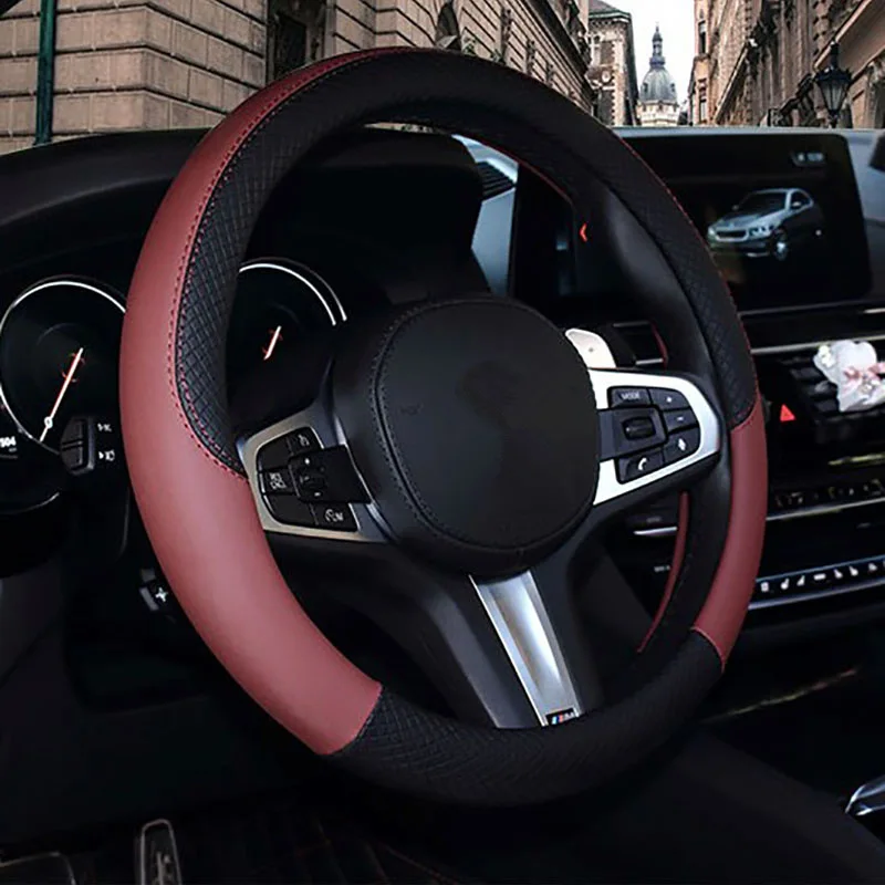 

Universal Car Steering Wheel Cover Breathable Anti Slip PU Leather Steering Covers Suitable 38cm Auto Decoration 9 Colors