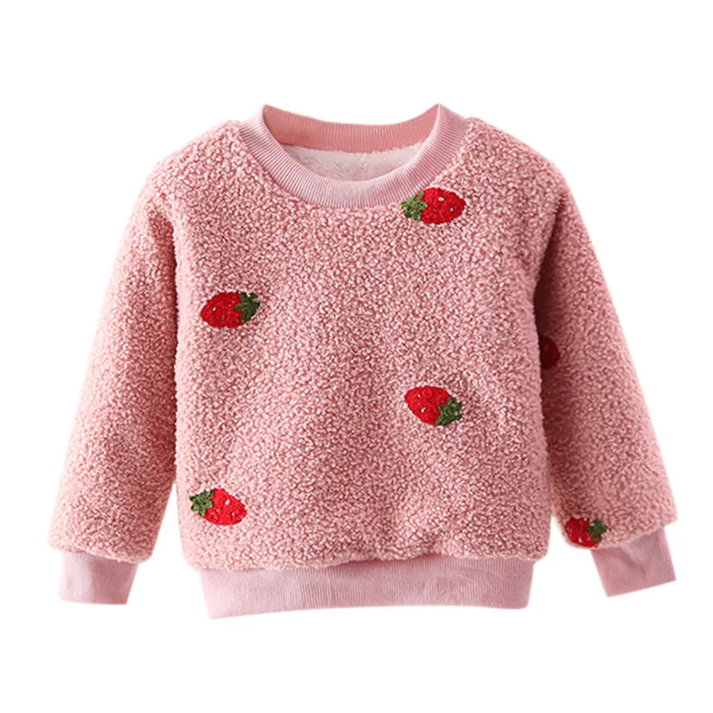 Детский осенне-зимний свитер, детский пуловер для мальчиков и девочек, детские толстовки с капюшоном, толстый теплый свитер с круглым вырезом и рисунком - Цвет: Pink