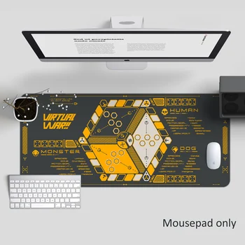 

Virtual War Design Large Size Mousepad For Game Non-slip Big Size Yellow Black Grey Home Office Computer Hemming Table Mat