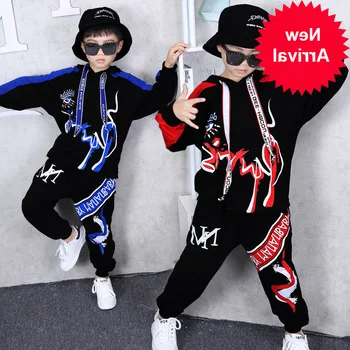 

Kids Fashion Set Suit Boys Autumn Outfit Suits Hip Hop 2Piece Sets Unisex Cotton Red Blue Parkour Boy Clothing Letter Print