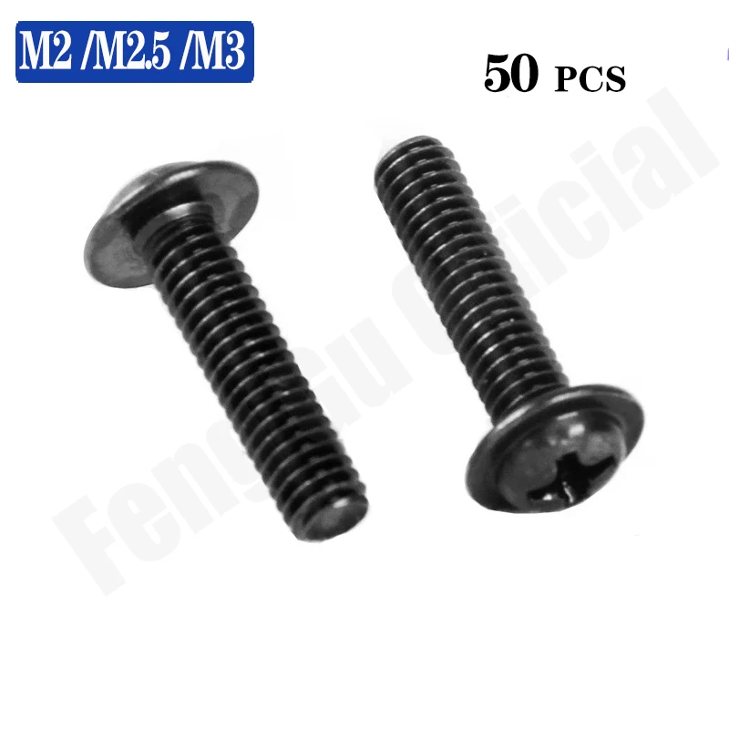 50Pcs DIN967 M2 M2.5 M3 PWM Pan Padded Screws PC Case Chassis Fixed Motherboard Screws With Pad