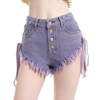 

2020 New Fashion Women Shorts Sexy Denim Short Stretch Tassel Pockets Button High Waist Mini Hot Shorts