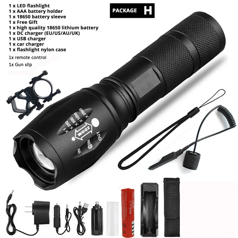 Z45 Led Flashlight Ultra Bright Waterproof Torch T6/L2/V6 zoomable 5 Modes tactiacl flashlight for hunting use 18650 battery good flashlights Flashlights