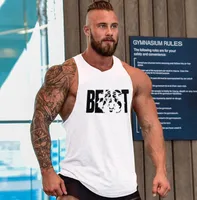 Vêtements de marque de gymnastique musculation Fitness débardeurs de course pour hommes entraînement gilet imprimé BEAST Stringer vêtements de sport maillot de corps musculaire 4